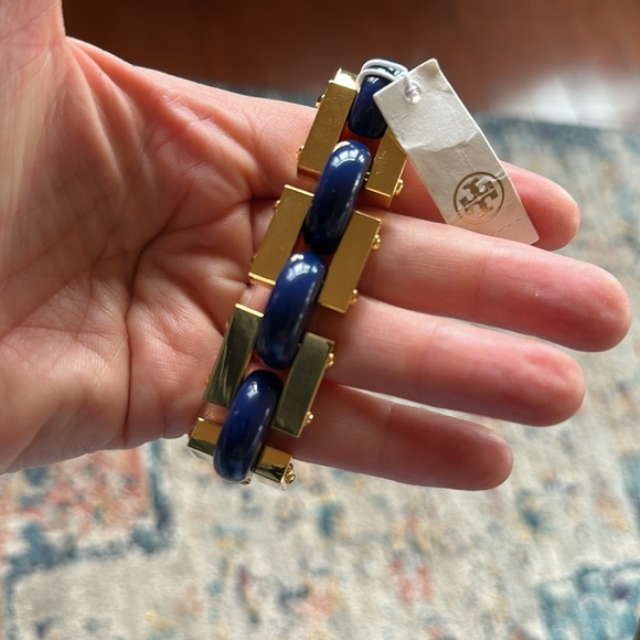 TORY BURCH navy and gold chunky bracelet. NWT - Picture 13 of 15